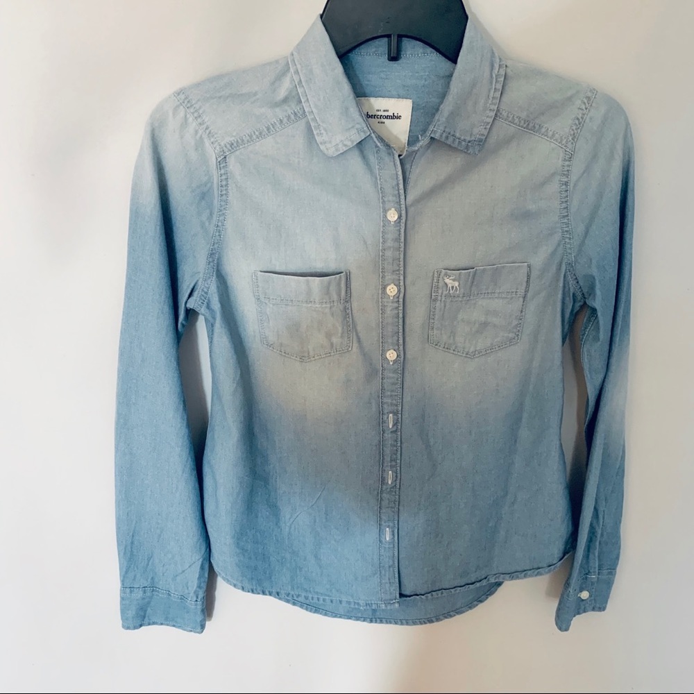Abercrombie Kids Girls Shirt Chambray Sz L Collar